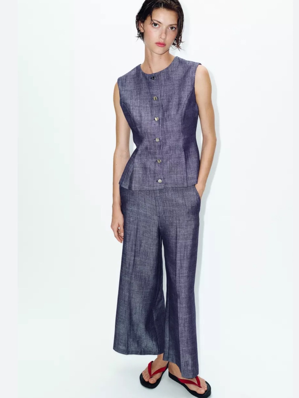 ZARA Indigo Wide-Leg Culottes